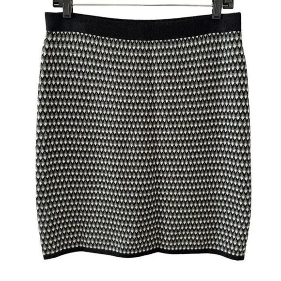 Willi Smith Stretch‎ Knit Straight Black Gray Diamond Print Skirt - Picture 1 of 9